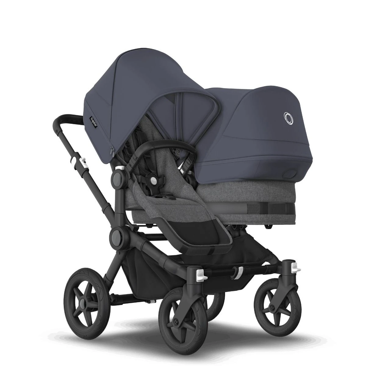 Bugaboo Donkey 5 Duo Black - Grey Melange - Stormy Blue Bugaboo Donkey 5 Duo Black - Grey Melange - Stormy Blue -Babyproducten Verkoopwinkel bugaboo donkey 5 duo black grey melange stormy blue 2