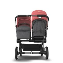 Bugaboo Donkey 5 Duo Graphite - Grey Melange - Sunrise Red -Babyproducten Verkoopwinkel bugaboo donkey duo graphite grey melange sunrise red 5