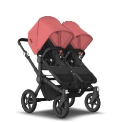 Bugaboo Donkey 5 Twin Black - Midnight Black - Sunrise Red -Babyproducten Verkoopwinkel bugboo donkey 5 twin black midnight black sunrise red